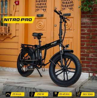 Bicicleta eléctrica SkyJet Nitro Pro negra - Fat Bike Pieghevoli - SkyJet