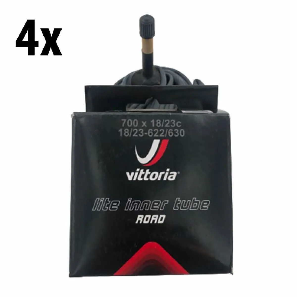 Set 4 Camera d\'aria Vittoria UltraLite 700 18/23c valvola 48mm schrader AV